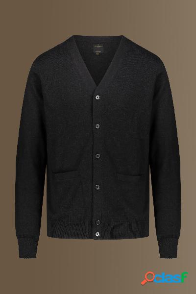 Cardigan classico in misto lana e cotone