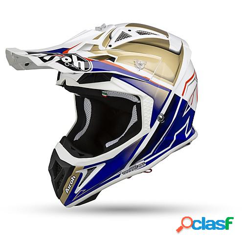 Casco cross Airoh Aviator 2.2 Check in fibra Sabbia Blu