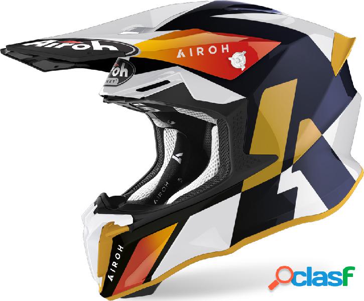 Casco cross Airoh Twist 2.0 Lift Bianco Blu Lucido