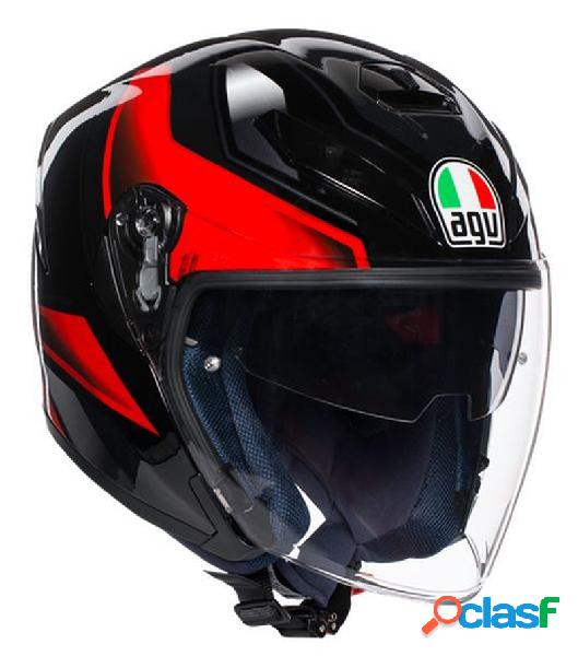 Casco jet AGV K-5 JET MULTI ROKET in fibra nero grigio rosso
