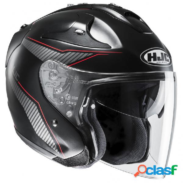 Casco jet HJC FG Jet JIKE in fibra MC1SF Nero Argento Rosso