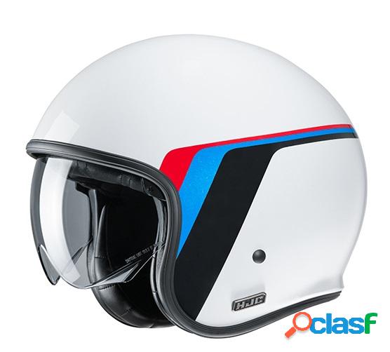 Casco jet HJC V30 Osor in fibra MC10 Bianco Nero Blu Rosso