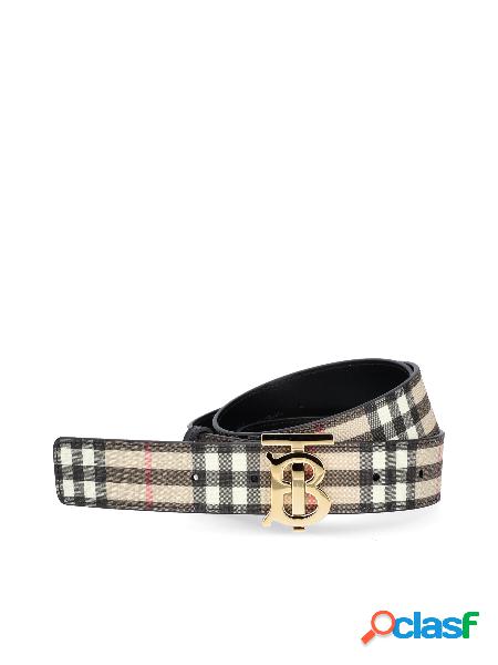 Cintura in E-Canvas con Motivo Vintage Check e Monogramma