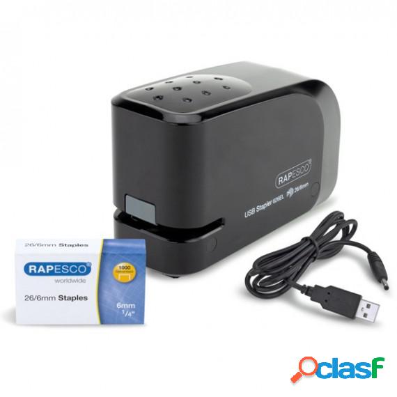 Cucitrice elettrica 626EL - Nero - USB - max 15fg - Rapesco