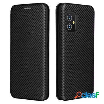 Custodia Flip per Asus Zenfone 8 - Fibra di carbonio - Nera