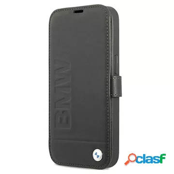 Custodia in pelle Flip per iPhone 13 con logo BMW Signature