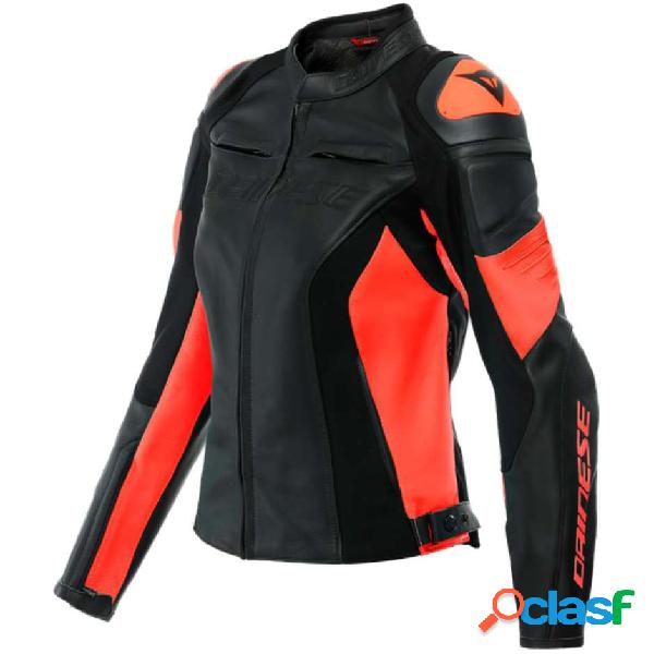 Giacca moto donna pelle Dainese Racing 4 Rosso Fluo