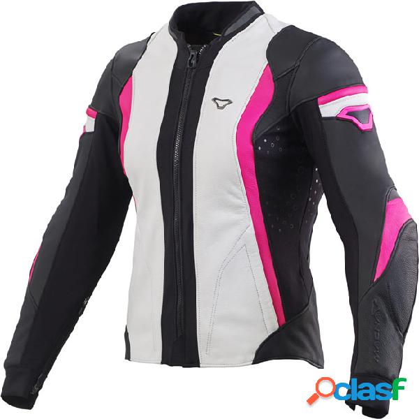 Giacca moto donna pelle Macna Cyenna Nero Bianco Rosa