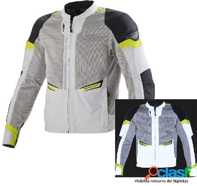 Giacca moto estiva Macna Event Night Eye Grigio chiaro