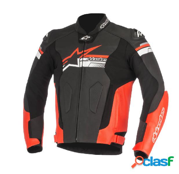 Giacca moto pelle Alpinestars FUJI Nero Rosso