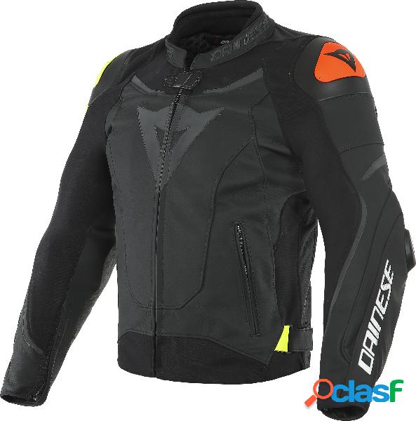 Giacca moto pelle Dainese Vr46 Victory Nero Giallo Fluo