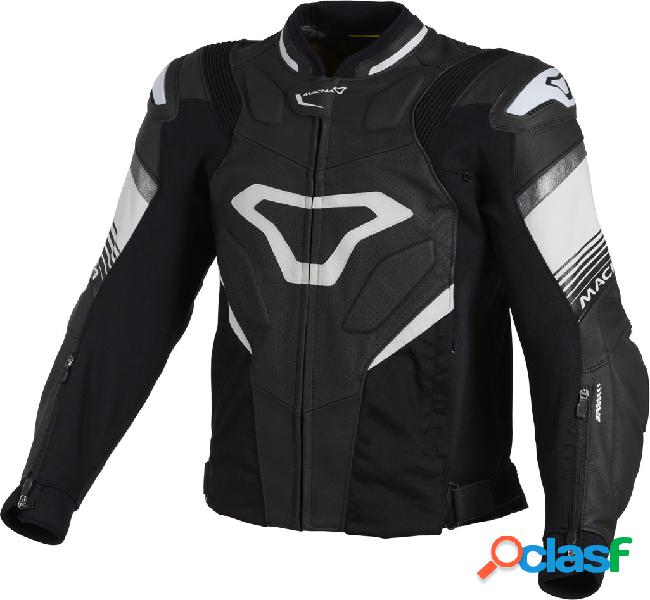 Giacca moto pelle estiva Macna Ripper Nero Bianco