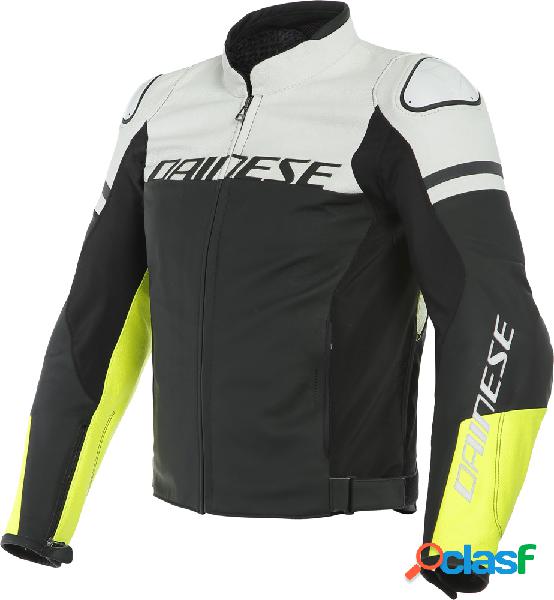 Giacca moto pelle racing Dainese AGILE Nero opaco Bianco