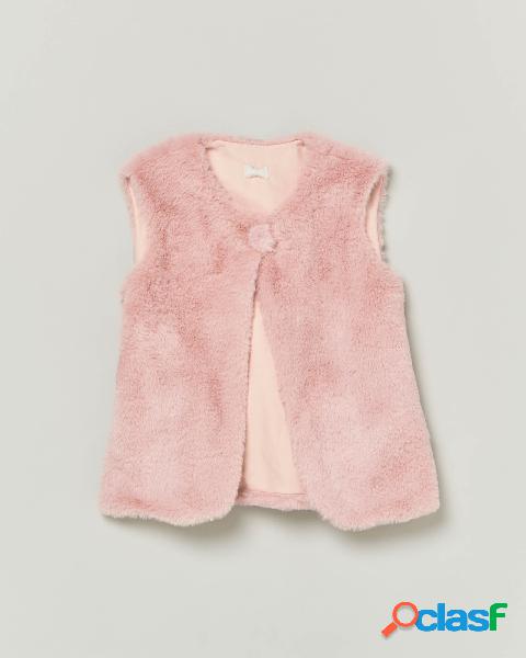 Gilet rosa antico in pelliccia con cinturino 4-8 anni