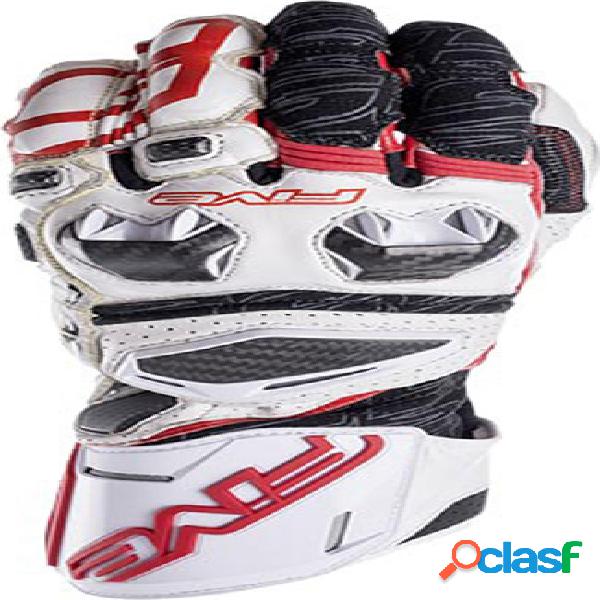 Guanti moto pelle racing Five RFX RACE Bianco Rosso