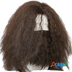 Hagrid parrucca film cosplay marrone capelli ricci lunghi