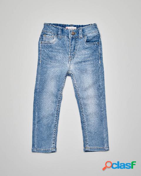 Jeans in cotone stretch con elastico in vita sul retro 9-36