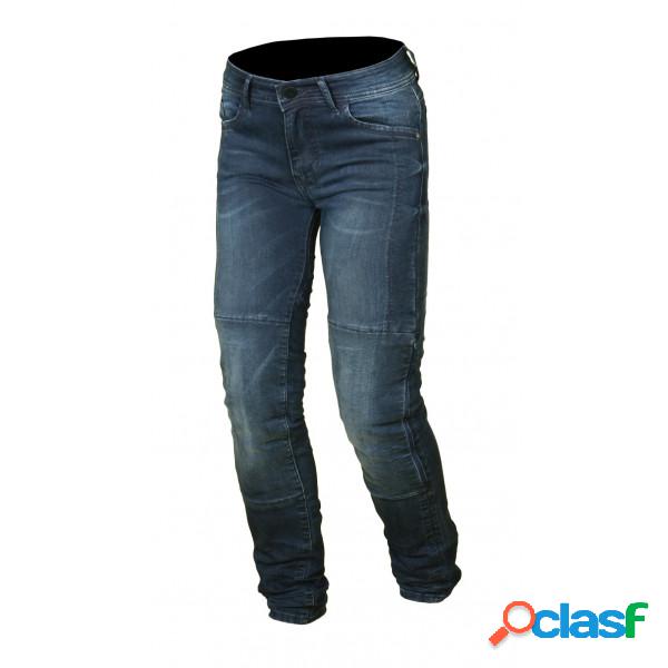 Jeans moto accorciati Macna Stone con fibra aramidica blu