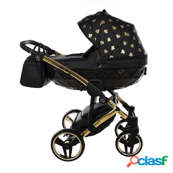 Junama Diamond GLOW V2 3 in 1 PELLE Nero Navicella Oro Scuro