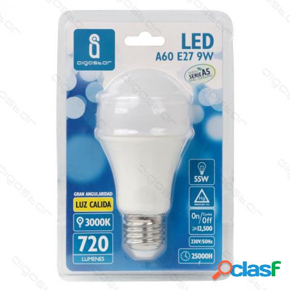 Lampadina Led A5 A60 9W Attacco E27 - 720 Lumen - 3000K Luce
