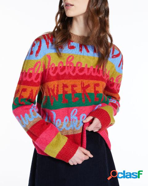 Maglia a righe multicolore in misto alpaca e cotone con