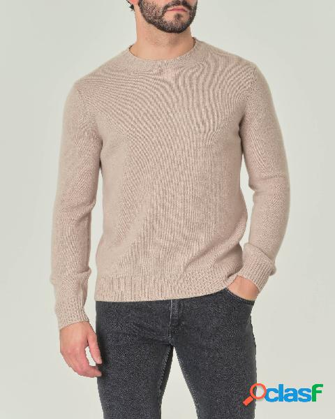 Maglia beige in misto lana e cachemire finezza 7