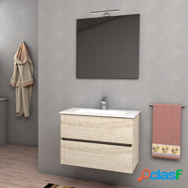 Mobile bagno sospeso KUBO 80x46 frassino tranchè con lavabo