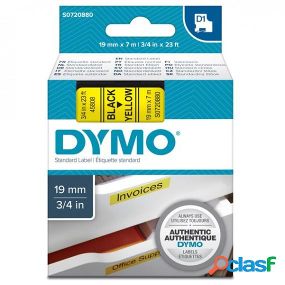 Nastro D1 458080 - 19 mm x 7 mt - nero/giallo - Dymo