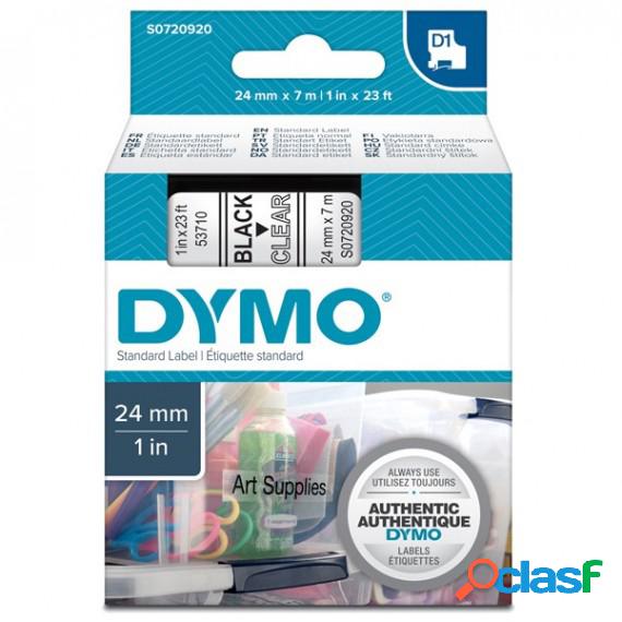 Nastro D1 537100 - 24 mm x 7 mt - nero/trasparente - Dymo