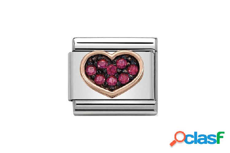 Nomination Cuore Composable acciaio oro rosa 375 e zirconi