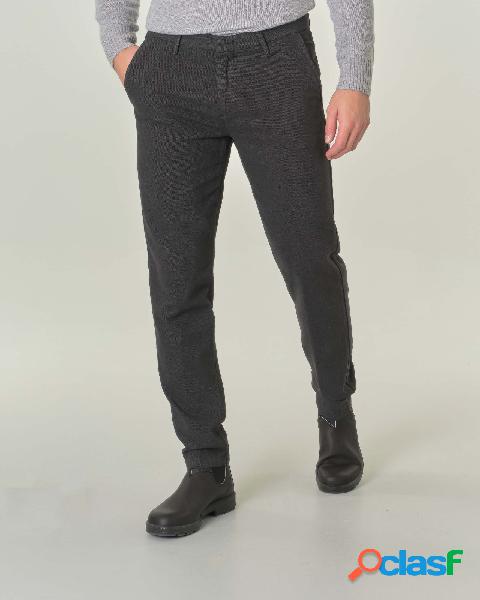 Pantalone chino grigio antracite micro armatura in cotone