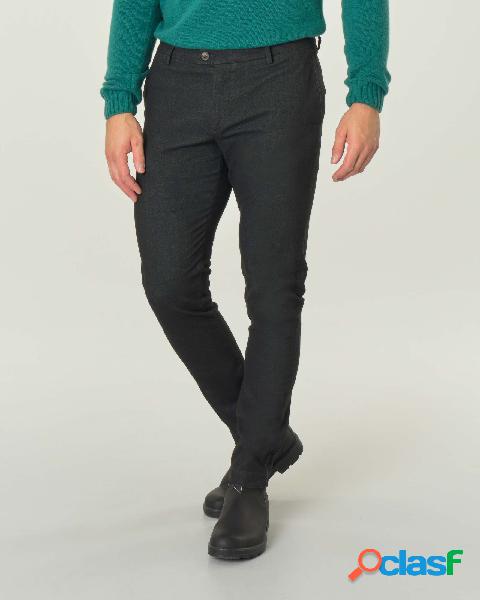 Pantaloni chino antracite in tessuto di misto cotone stretch