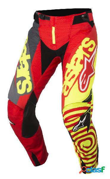 Pantaloni cross Alpinestars Techstar Venom rosso giallo fluo