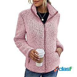 Per donna Giacca in pile Pile Sherpa Pagliaccetto Tasche Zip