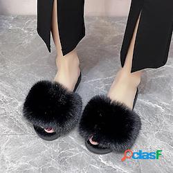 Per donna Pantofole Piuma pelosa Pantofole fuzzy Pantofole
