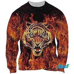 Per uomo Felpa Maglione Blu Viola Arancione Verde Girocollo