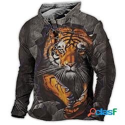 Per uomo Felpa Maglione Blu Viola Marrone Verde Colletto Mao