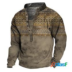 Per uomo Felpa Maglione Marrone Colletto Mao Stile boho