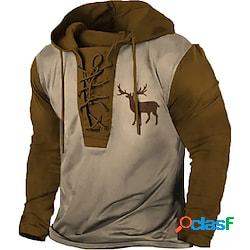 Per uomo Felpa con cappuccio pullover Maglione Marrone Con