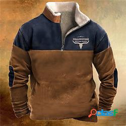 Per uomo Felpa con zip Maglione Marrone mezza cerniera Pop