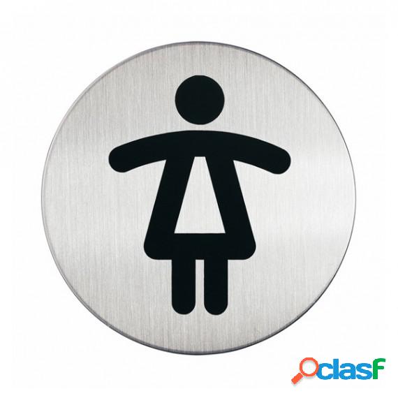 Pittogramma adesivo - WC donne - acciaio - diametro 8,3 cm -