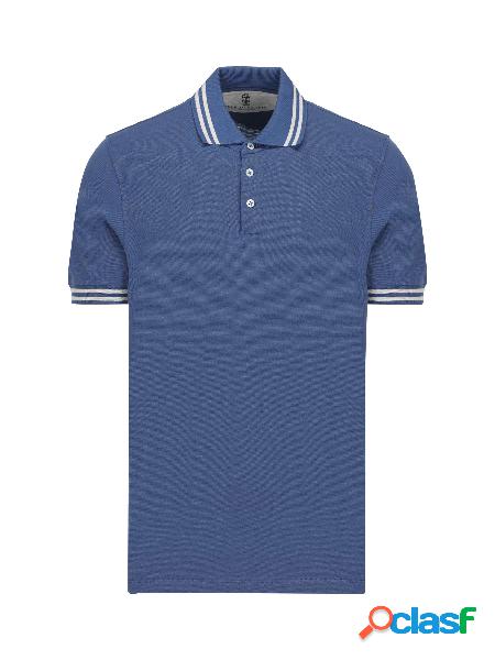Polo Slim Fit In Piquet Di Cotone Con Dettagli In Maglia
