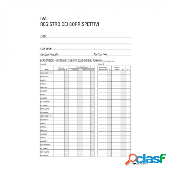 Registro Iva corrispettivi - 31 x 24,5cm - 15pg - numerate -