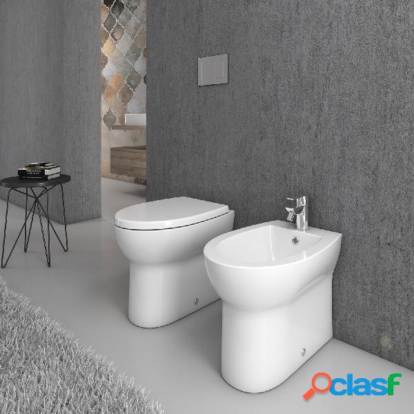 Sanitari filomuro senza brida Chance wc, bidet, sedile soft