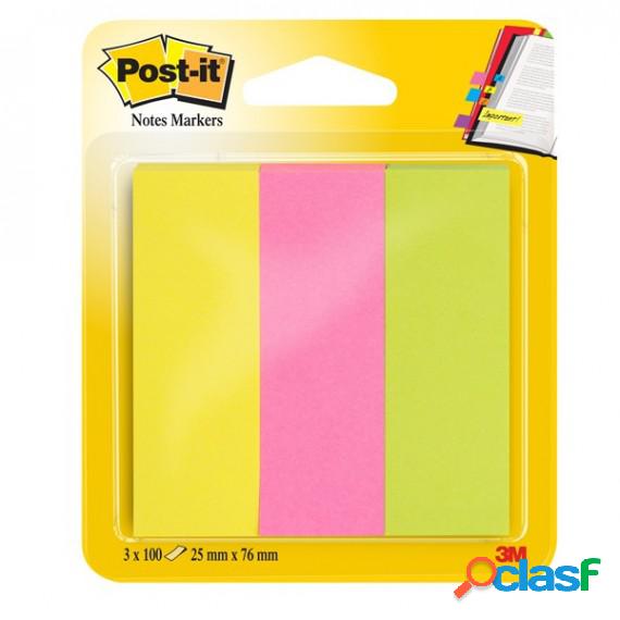 Segnapagina Post it in carta - 671-3 - 25 x 76 mm - 3 colori