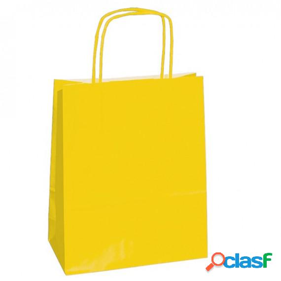 Shopper in carta - maniglie cordino - 14 x 9 x 20cm - giallo