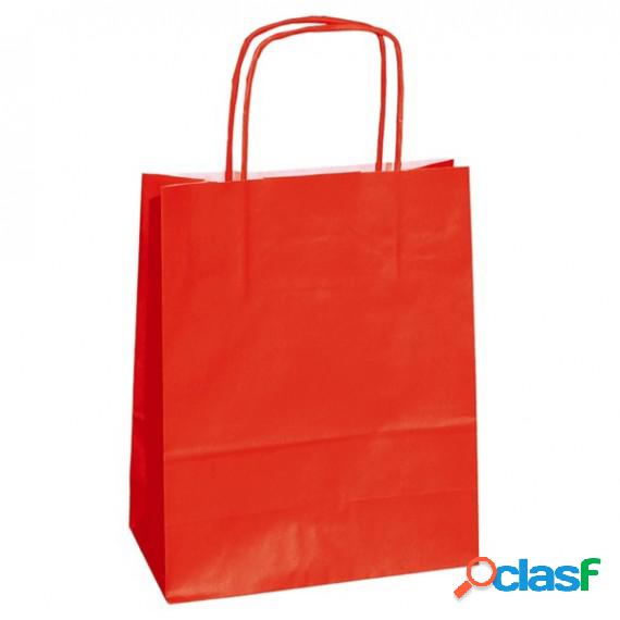 Shopper in carta - maniglie cordino - 14 x 9 x 20cm - rosso