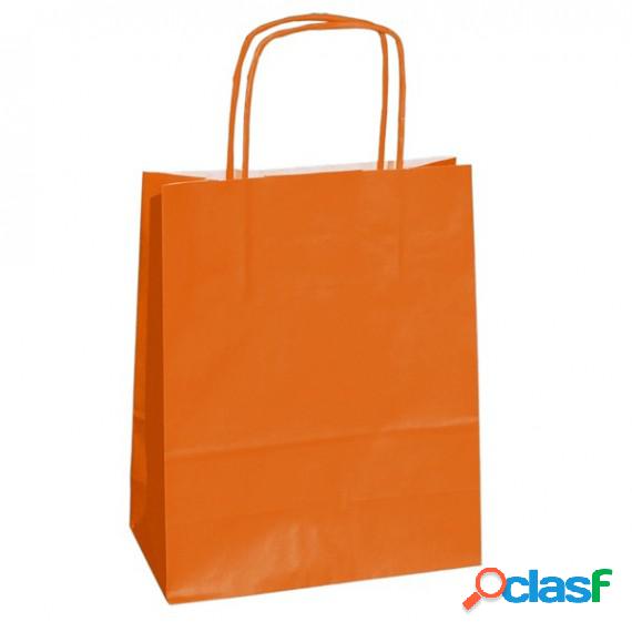 Shopper in carta - maniglie cordino - arancio - 14 x 9 x