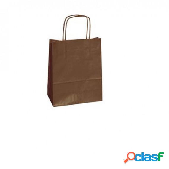 Shopper in carta - maniglie cordino - marrone - 18 x 8 x 24