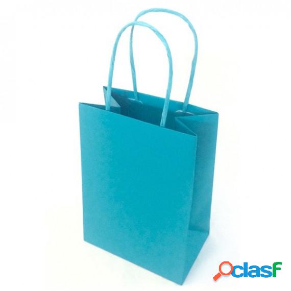 Shopper in carta - maniglie cordino - turchese - 36 x 12 x